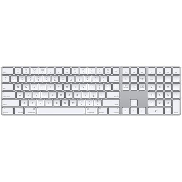 کیبورد اصل عدد دار بی سیم اپل سفید Apple Wireless Magic Keyboard with Numeric Keypad – US English White Apple Magic Keyboard with Numeric Keypad